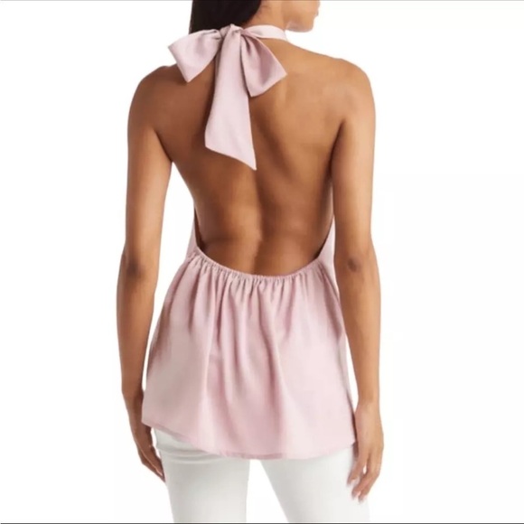 Vici Collection Crossover Halter Satin Blouse in Pink Size XS NWT - Picture 2 of 6
